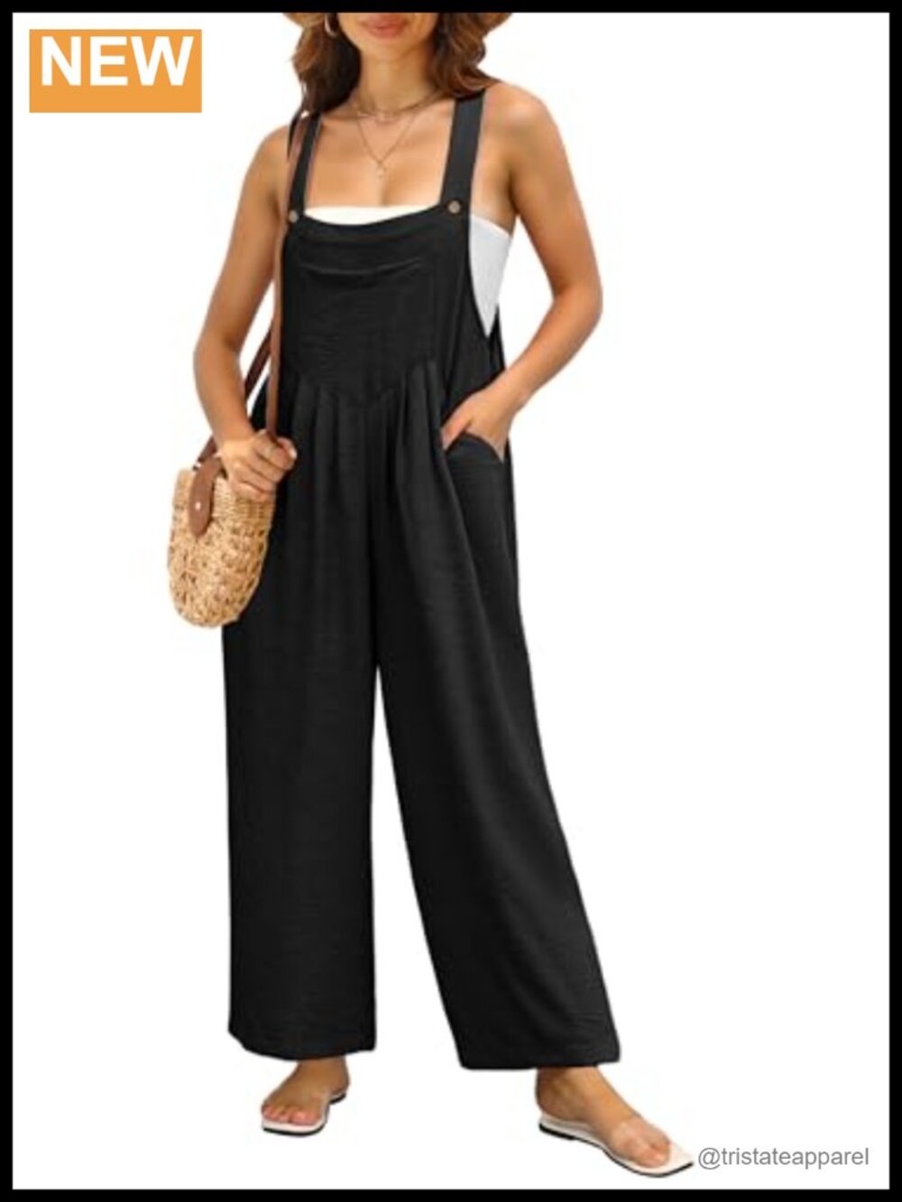 Women's Summer Wide Leg Overalls Casual Loose Jumpsuit with Pockets